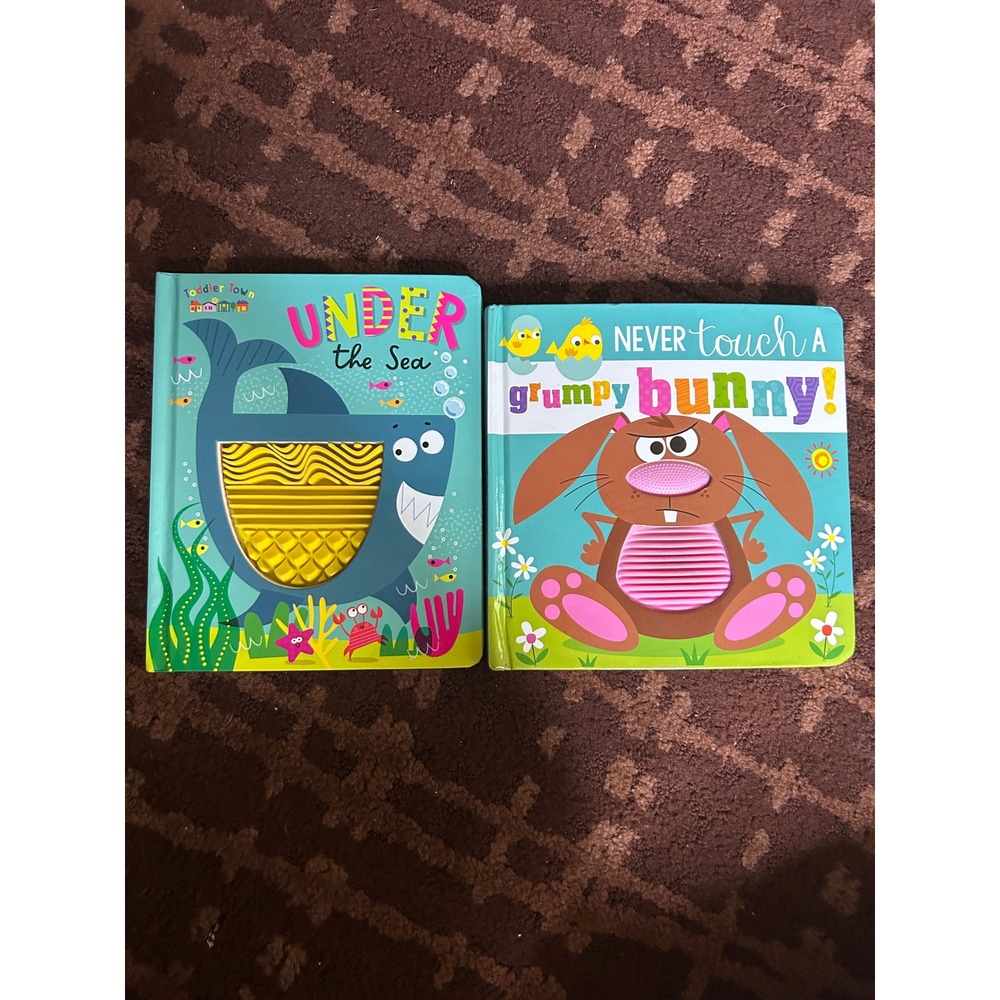 Make Believe Ideas Sensory Board Book Lot Under the Sea & Never Touch a Bunny